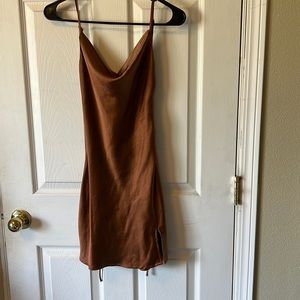 Princess Polly brown crowl neck dress